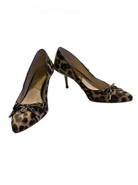 Michael Kors Nancy Mid-Heel Pumps Leopard Print Calf Hair Pointed Toe Size 7.5